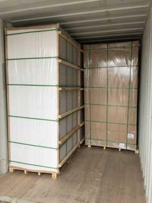 Shine PVC foam board pallets loaded in shipping container for export(13)
